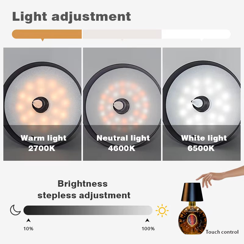 Rechargeable Bottle Lamp – Touch Dimming LED Topper
