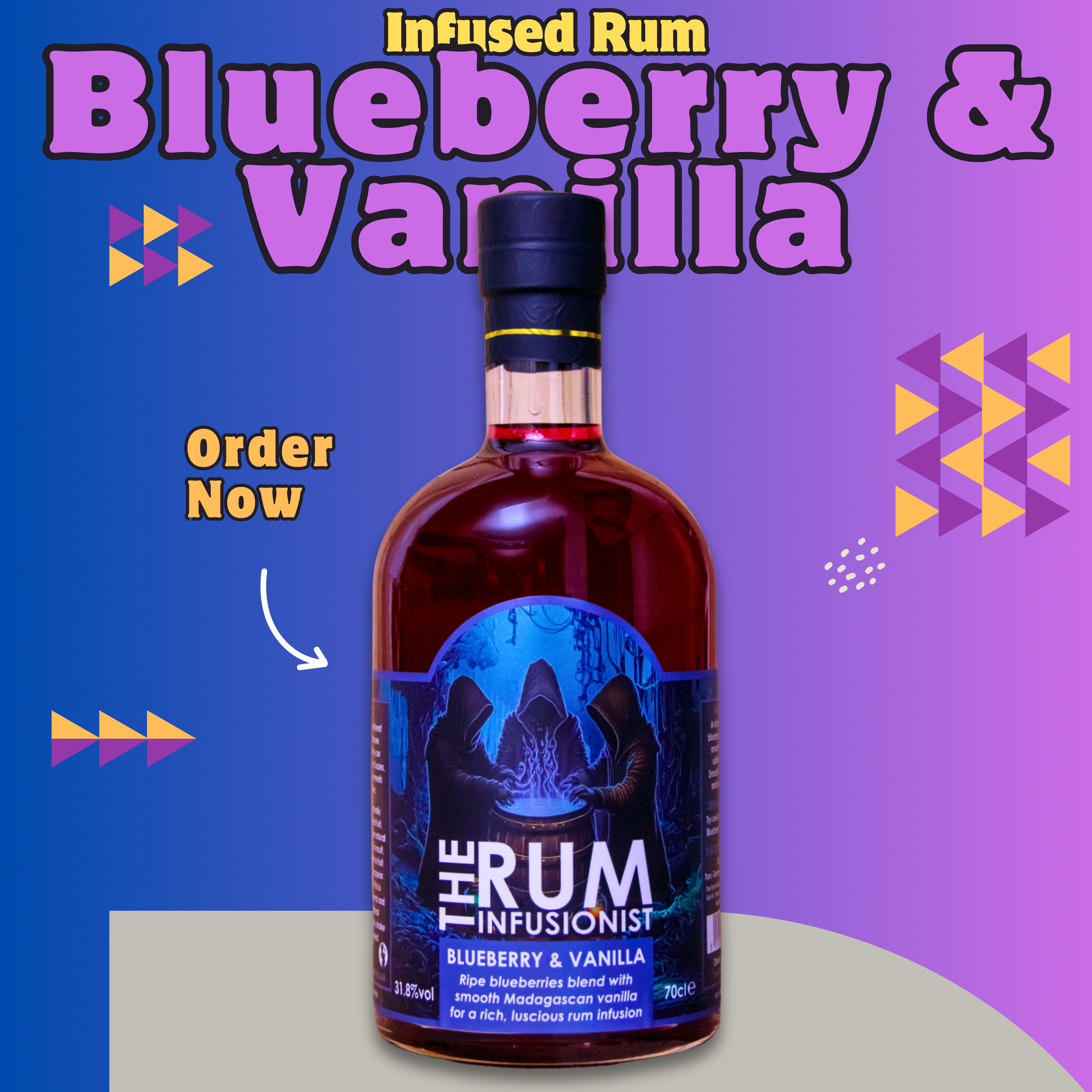 Blueberry & Vanilla Infused Rum - 70cl Bottle - 31.8% ABV