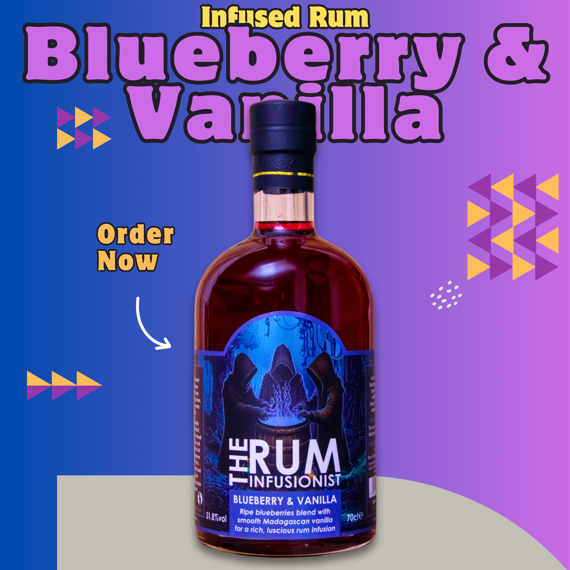 Blueberry & Vanilla Infused Rum - 70cl Bottle - 31.8% ABV