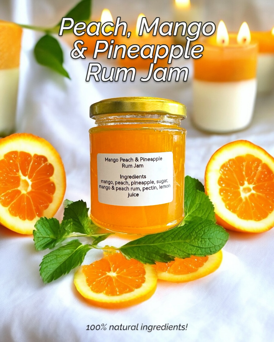 Peach, Mango & Pineapple Rum Jam - 200ml