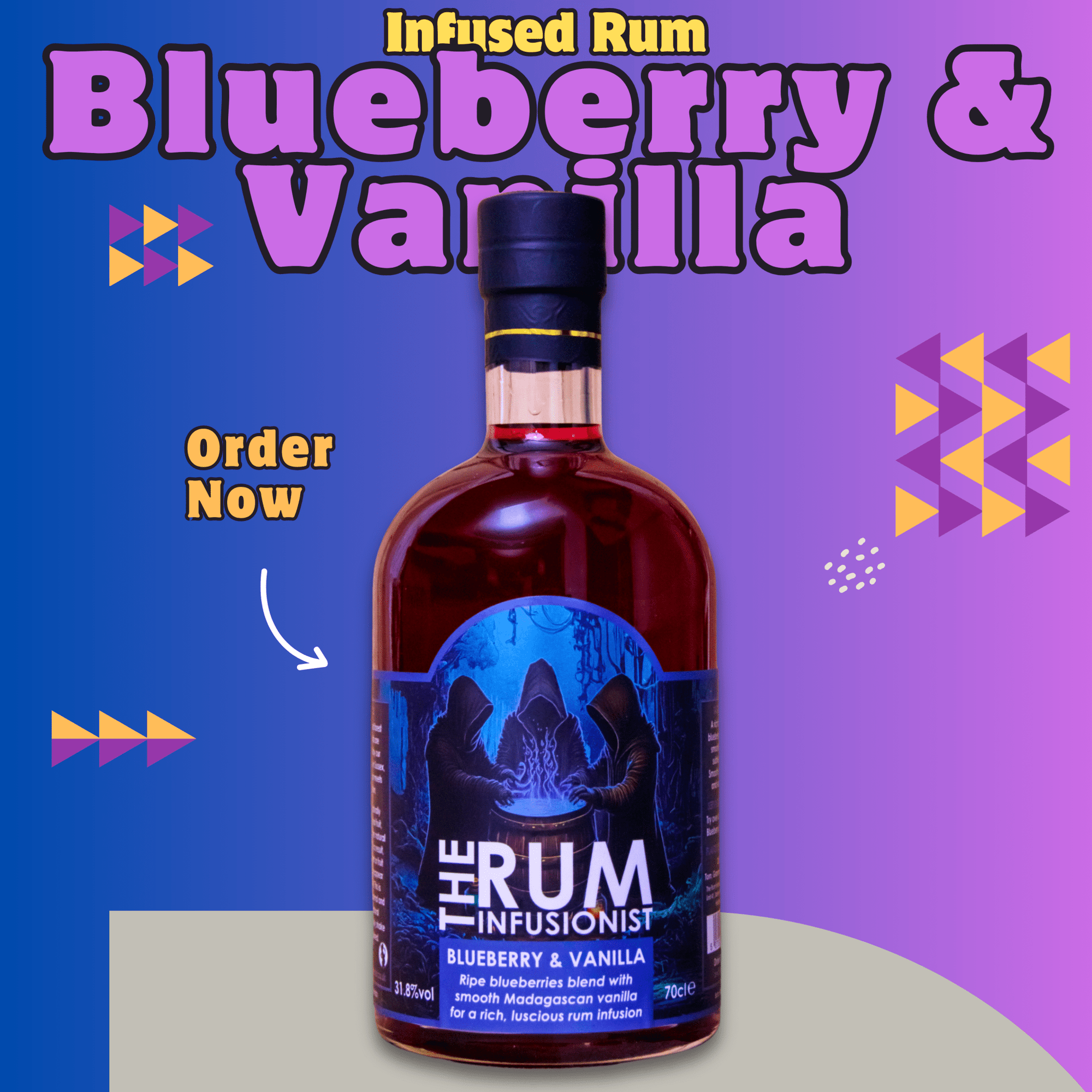 Blueberry & Vanilla Infused Rum - 70cl Bottle - 31.8% ABV - The Rum Infusionist