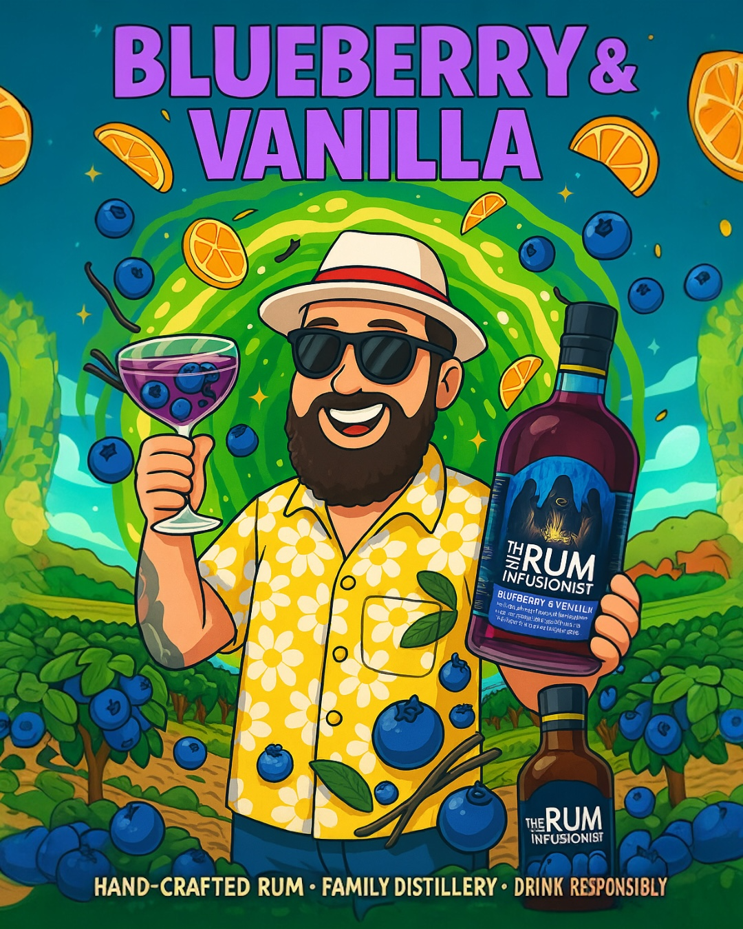 Blueberry & Vanilla Infused Rum - 70cl Bottle - 31.8% ABV - The Rum Infusionist