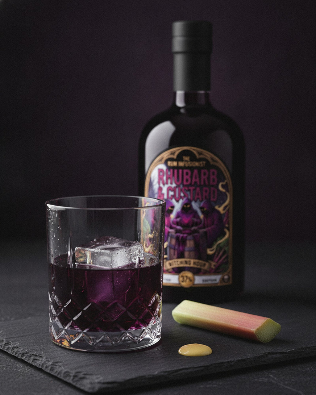 Witching Hour served neat over one large rock of ice in a cut-crystal tumbler
